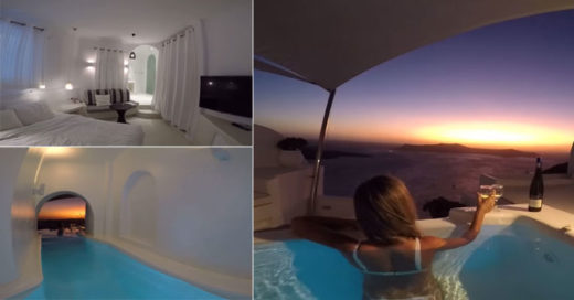 หนุ่มรีวิวห้องพักติดทะเลสุดหรู มีไพรเวทพูลเชื่อมด้านนอก-ใน แช่น้ำชมวิวอาทิตย์ตกบนเกาะซานโตรินี