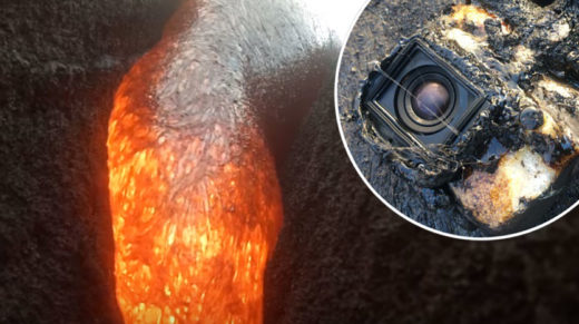 อึดไม่ยอมตาย ไกด์นำเที่ยวภูเขาไฟทำกล้อง GoPro จมลาวา หลอมไฟลุกแต่ว่าไม่เจ๊ง!