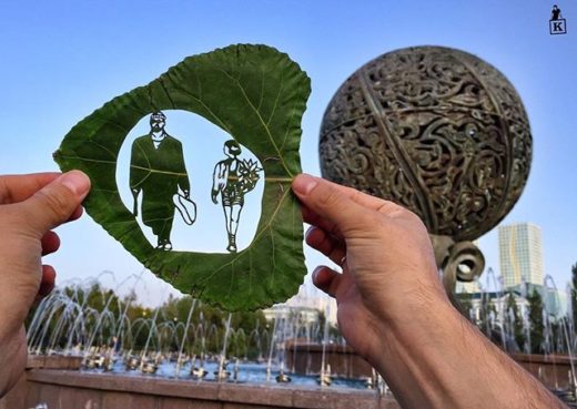 งานศิลปะขั้นเทพ! หนุ่มฝีมือดีตัดใบไม้ให้เป็นรูปภาพต่างๆ สวยเก็บทุกรายละเอียด