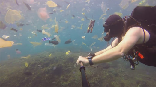 สะพรึง นักดำน้ำถ่ายคลิปแหวกว่ายทะเลบาหลีท่ามกลางขยะพลาสติกมหาศาล