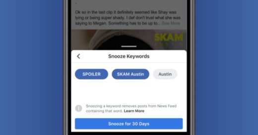 Facebook ทดสอบฟีเจอร์ใหม่ซ่อนคีย์เวิร์ดที่ไม่ต้องการรับรู้ได้ 30 วัน
