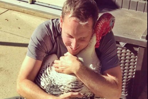 ‘อัลเบิร์ต’ เจ้าไก่งวงรู้ความ มอบอ้อมกอดให้ชายผู้ช่วยชีวิตมันรอดพ้นการเป็นไก่อบ