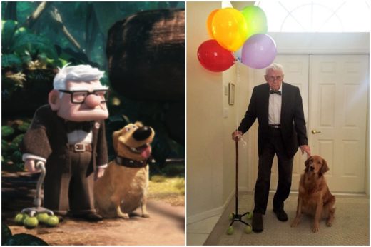 คุณปู่ผู้น่ารัก เลือกชุดฉลองฮัลโลวีนจากการ์ตูน UP ให้สุนัขตัวโปรดได้มีส่วนร่วมด้วย